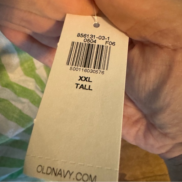 Linen-Blend Striped Boyfriend Shirt NWT XXL TALL lime green and white Old Navy - Picture 3 of 5